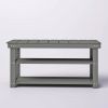 Grey Wood 2-Shelf Shoe Rack Storage Bench For Entryway or Closet