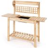 Solid Wood Garden Potting Bench Table with Bottom Shelf and Removeable Sink