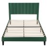 Full size Modern Green Velvet Upholstered Platform Bed with Headboard