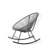 3 Piece Grey Oval Patio Woven Rocking Chair Bistro Set