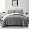 King Plush Microfiber Reversible Comforter Set in Grey