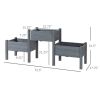 3 Grey Wood Elevated Planter Set Vegetable Herb Flowers Raised Garden Beds