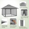 Grey 13 x 13 Ft Pop-Up Gazebo Outdoor Canopy w/ Mesh Mosquito Netting Sidewalls