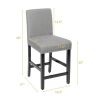 Set of 2 Modern Kitchen Dining Barstools w/ Black Wood Legs and Grey Linen Seat