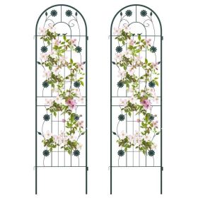 Set of 2- Outdoor 6-ft Galvanized Steel Garden Trellis in Green Metal Finish