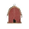 Outdoor Red Wood and Metal Barn Style Hanging Bird House