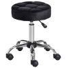 Black Button Tufted Adjustable Rolling Massage Swivel Salon Stool