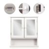 White 2-Door Mirrored Medicine Cabinet with Open Shelf