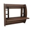 Modern Floating Wall Mounted Home Office Computer Desk in Brown Wood Finish