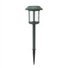 Set of 4 - Outdoor Solar LED Lights in Green with Yard Path Ground Stakes