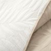 Full/Queen Lightweight Fern Leaf Reversible 3-PC White Beige Cotton Quilt Set