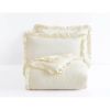 Oversized King Ivory Microfiber 3-Piece Comforter Set with Ruffled Edge Trim