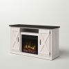 FarmHouse Rustic Ivory/Espresso TV Entertainment Electric Fireplace