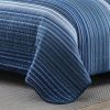 King Size Coastal Blue Stripe Reversible Cotton Quilt Set