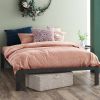 King Black Metal Platform Bed Frame with Wood Slats - 700 lbs Weight Capacity