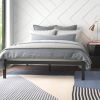 King Black Metal Platform Bed Frame with Wood Slats - 700 lbs Weight Capacity