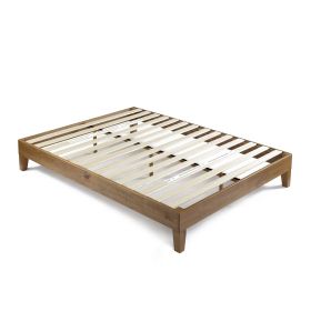 King size Modern Platform Bed Frame in Rustic Pine Finish