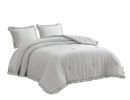 King Oversized Grey Ruffled Edge Microfiber Comforter Set