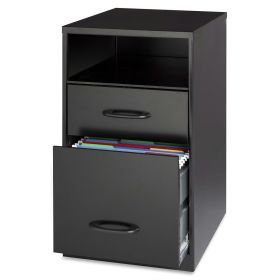 Black Metal 2-Drawer Filing Cabinet with Office Storage Shelf