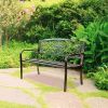 Powder Coated Steel 4-ft. Outdoor Patio Garden Bench in Bronze Metal Finish