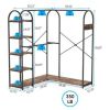 Corner L-Shaped Garment Rack with Clothing Hanging Rods and Storage Shelves