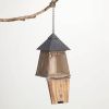 Outdoor Garden Patio Grey Natural Wood Hanging Bird House