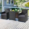 3-Piece Outdoor Patio Furniture Bistro Dining Set in Brown Grey PE Rattan