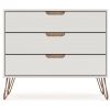 Modern Bedroom Scandinavian Style 3-Drawer Dresser in Off-White Natural Finish