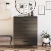 Modern 4-Drawer Bedroom Chest Dresser in Rustic Black Wood Finish