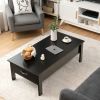 Modern Black Wooden Lift Top Coffee Table with 2 Side Drawers