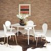 Modern Mid-Century Style Dining Table in White with Wood Legs