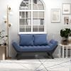 Navy/Black 3 In 1 Convertible Sofa Chaise Lounger Bed with 2 Large Pillows