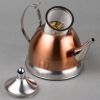 1 Quart Stainless Steel Teapot Kettle in Copper Finish with Tea Infuser