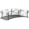 Outdoor Heavy Duty Black Metal Arch 7-ft Garden Bridge with Side-Rails