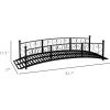 Outdoor Black Metal Arch 7-ft Garden Bridge with Side-Rails