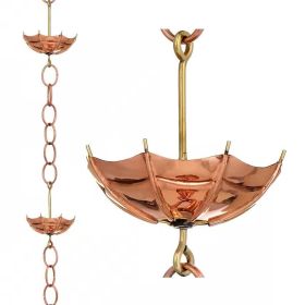 8.5 ft. Copper Umbrella Rain Chain Gutter Downspout with Brass Accessories