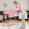 Pink Folding  Wide Nursery Baby Diaper Changing Table