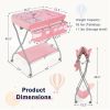 Pink Folding  Wide Nursery Baby Diaper Changing Table