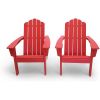 All Weather Recycled Red Poly Plastic Outdoor Patio Adirondack Chairs - Set of 2