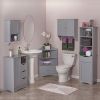 Gray 2-Door Bathroom Wall Cabinet with Towel Bar