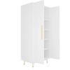 Mid-Century Modern 2-Door Bedroom Armoire Wardrobe Cabinet in White