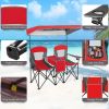 Red 2-Piece Folding Camping Canopy Chairs Set with Cup Holder and Storage Pocket