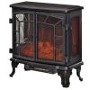 Black Remote Controlled Electric Fireplace Heater Realistic LED Flames and Logs