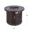 50,000 BTU Brown Wicker Round LP Gas Propane Fire Pit w/ Faux Wood Tabletop and Cover