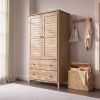 FarmHome Louvered Distressed Driftwood Solid Pine Armoire