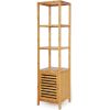 Slim 3-Shelf Bamboo Wood Bookcase Shelving Unit with Bottom Storage Cabinet