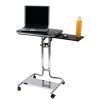 Mobile Laptop Computer Desk Cart with Black Glass Top