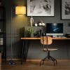 Modern Floor Lamp with Beige Fabric Drum Lampshade and on/off Foot-Switch