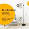 Modern Floor Lamp with Beige Fabric Drum Lampshade and on/off Foot-Switch