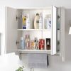 Modern 2-Door Wall Mounted Bathroom Medicine Cabinet with Mirror and Towel Bar